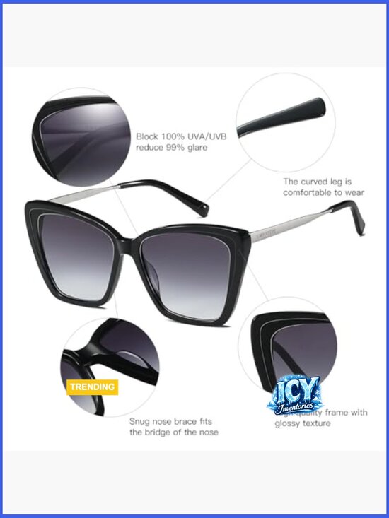 Handmade Acetate Oversized Cat Eye Sunglasses UV400 Protection for Driving